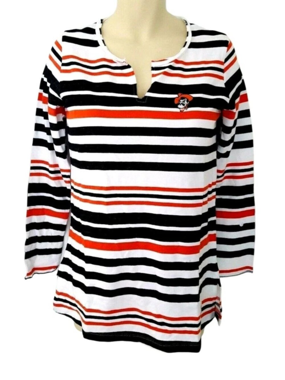 Oklahoma State Cowboys Womens Top Size Small Striped Tunic Relaxed Fit Fleece